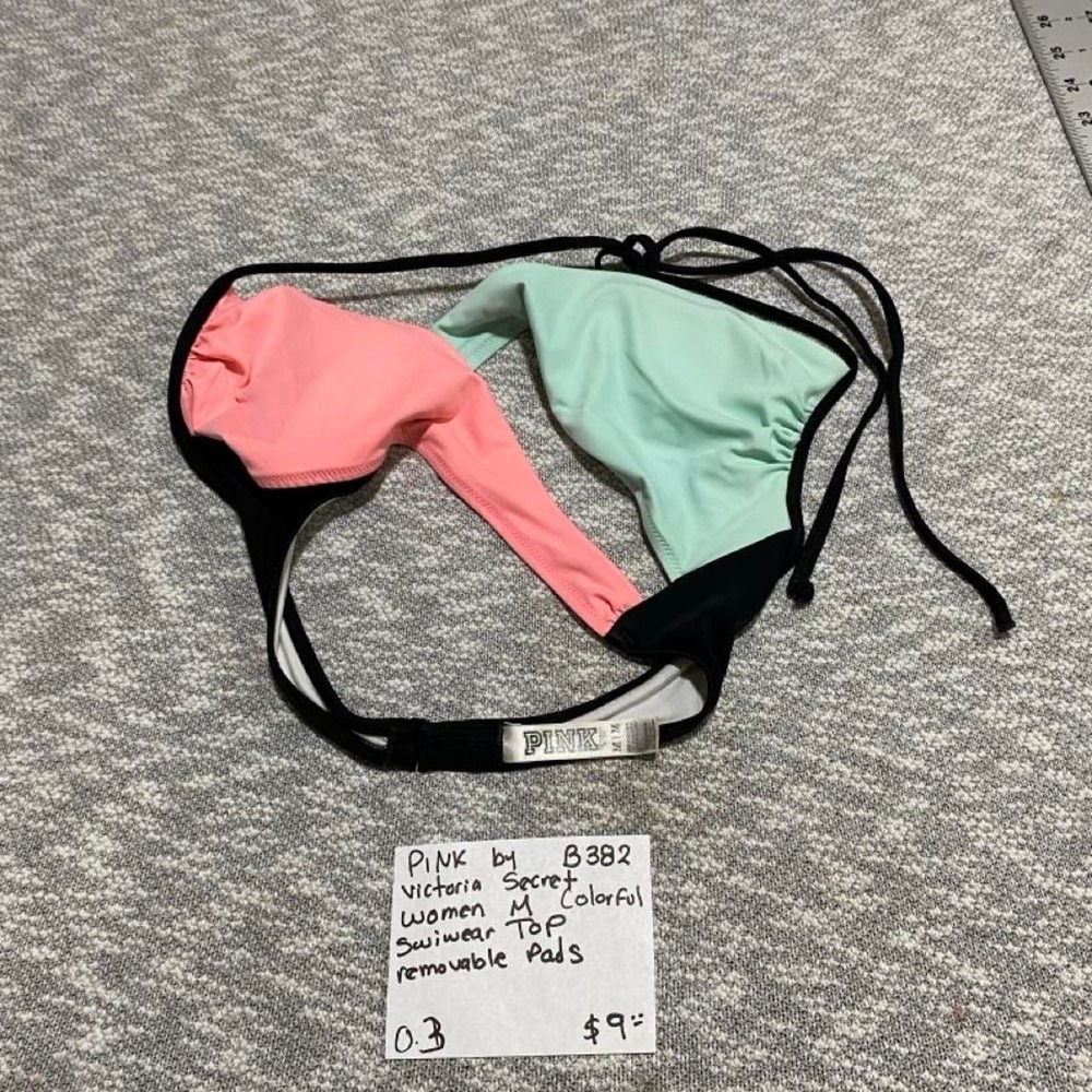 Victoria's Secret PINK bikini top colorful removable pads women M. SKU-B382